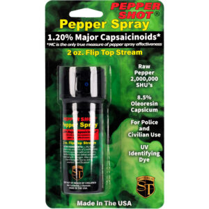 Pepper Shot 1.2% MC 2 oz pepper spray stream flip top