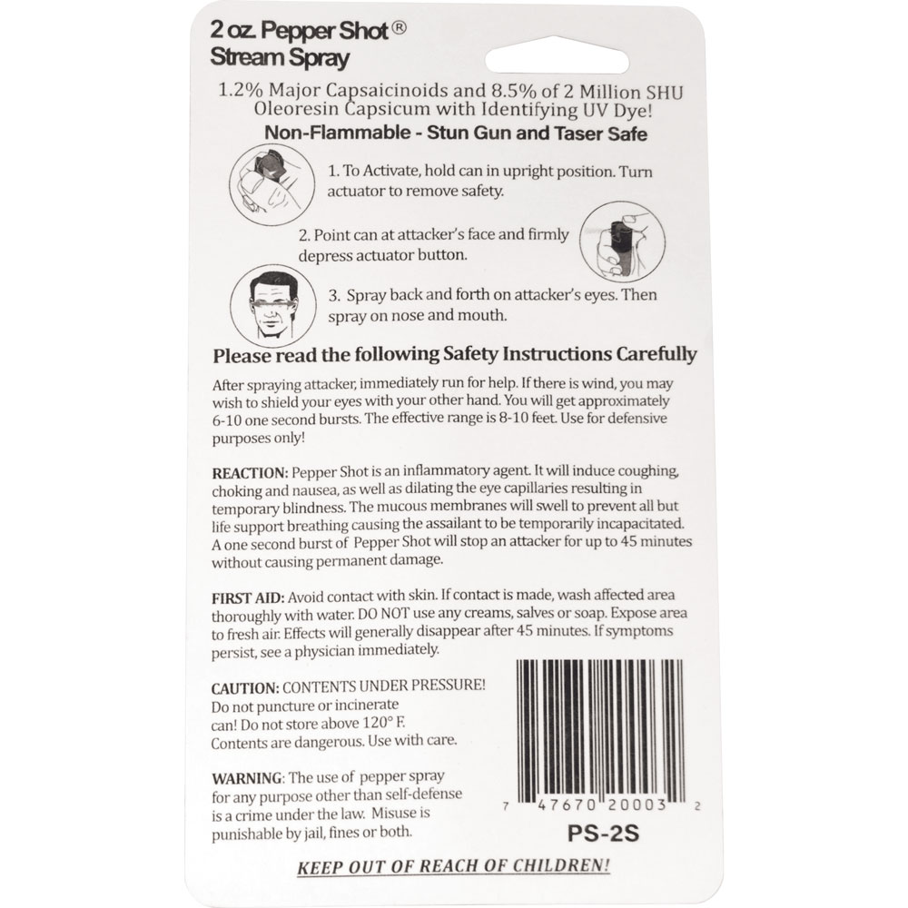 Pepper Shot 1.2% MC 2 oz pepper spray stream - Image 2