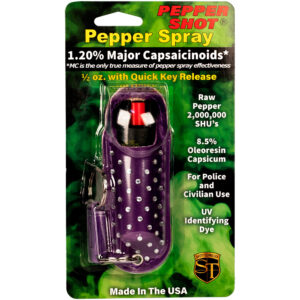Pepper Shot 1.2% MC 1/2 oz Halo Rhinestone Holster Purple