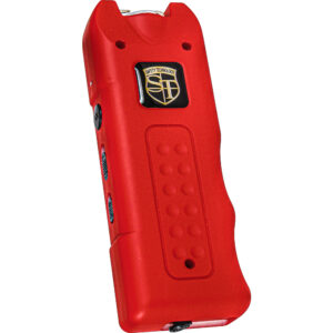 80,000,000 volt MutiGuard Stun Gun Alarm and Flashlight with Built in Charger Red