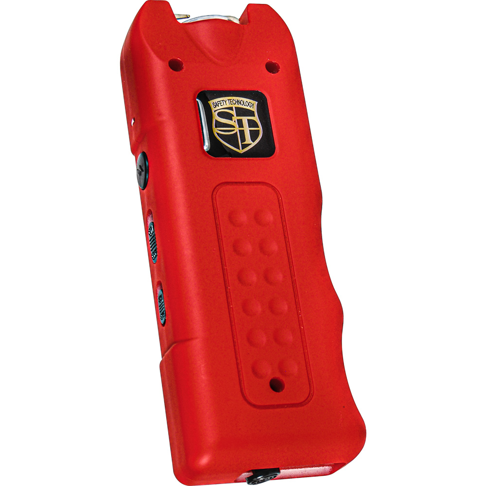 80,000,000 volt MutiGuard Stun Gun Alarm and Flashlight with Built in Charger Red