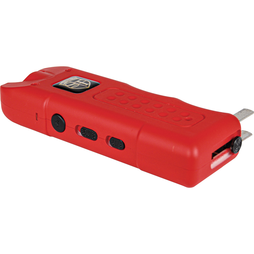 80,000,000 volt MutiGuard Stun Gun Alarm and Flashlight with Built in Charger Red - Image 2
