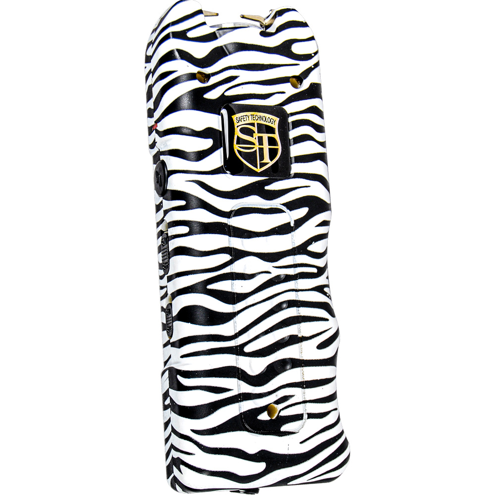 80,000,000 volt MultiGuard Stun Gun Alarm and Flashlight with Built in Charger Zebra