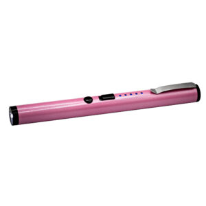40,000,000 Volts Pen Stun Gun Flashlight with battery meter and pocket clip Pink