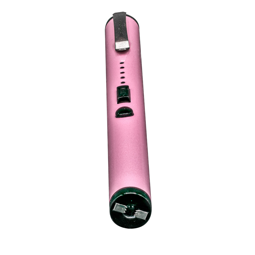40,000,000 Volts Pen Stun Gun Flashlight with battery meter and pocket clip Pink - Image 2